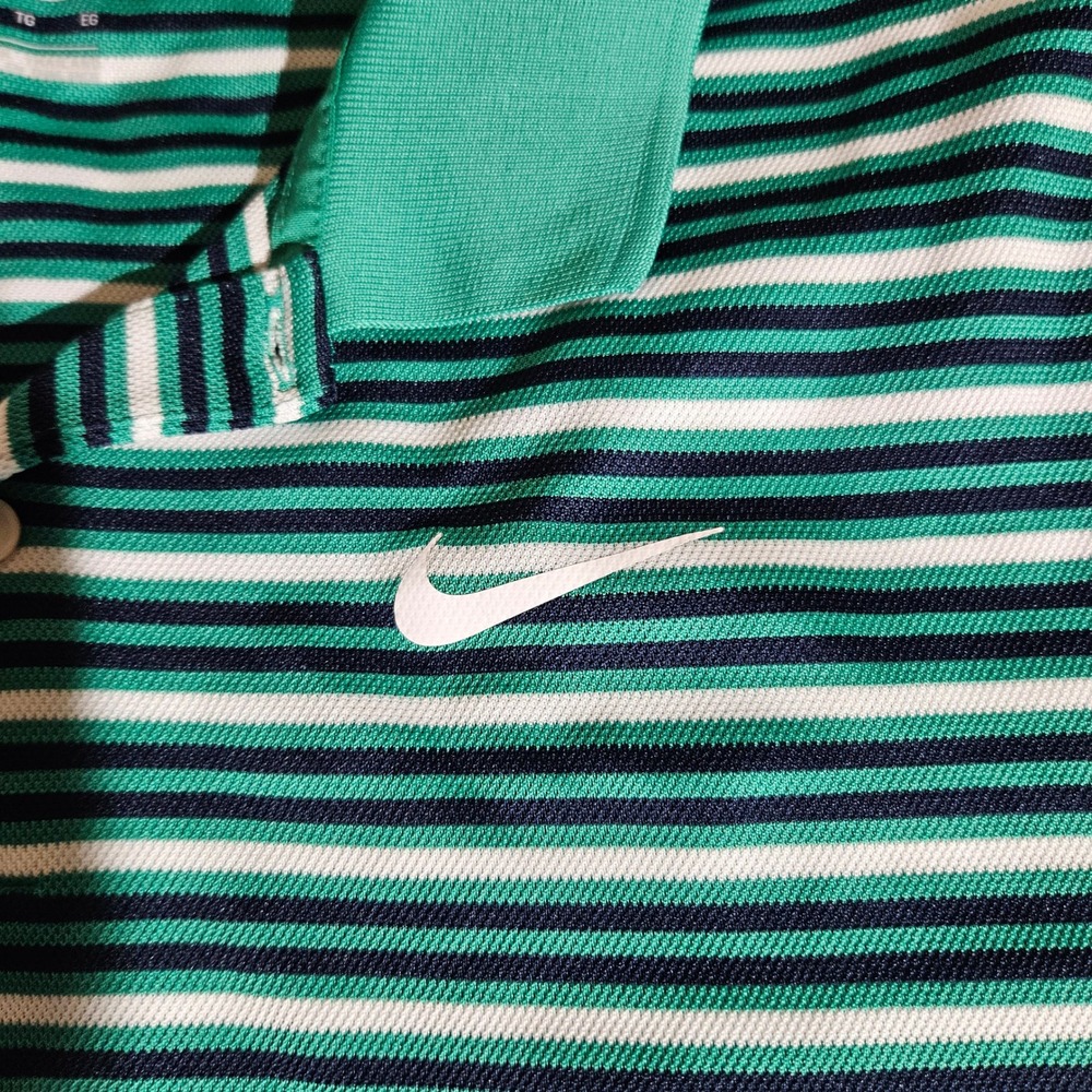 Nike Dri-FIT Mens Striped Golf Polo Shirt Green Navy Blue BV0363-370 XL - Picture 3 of 8